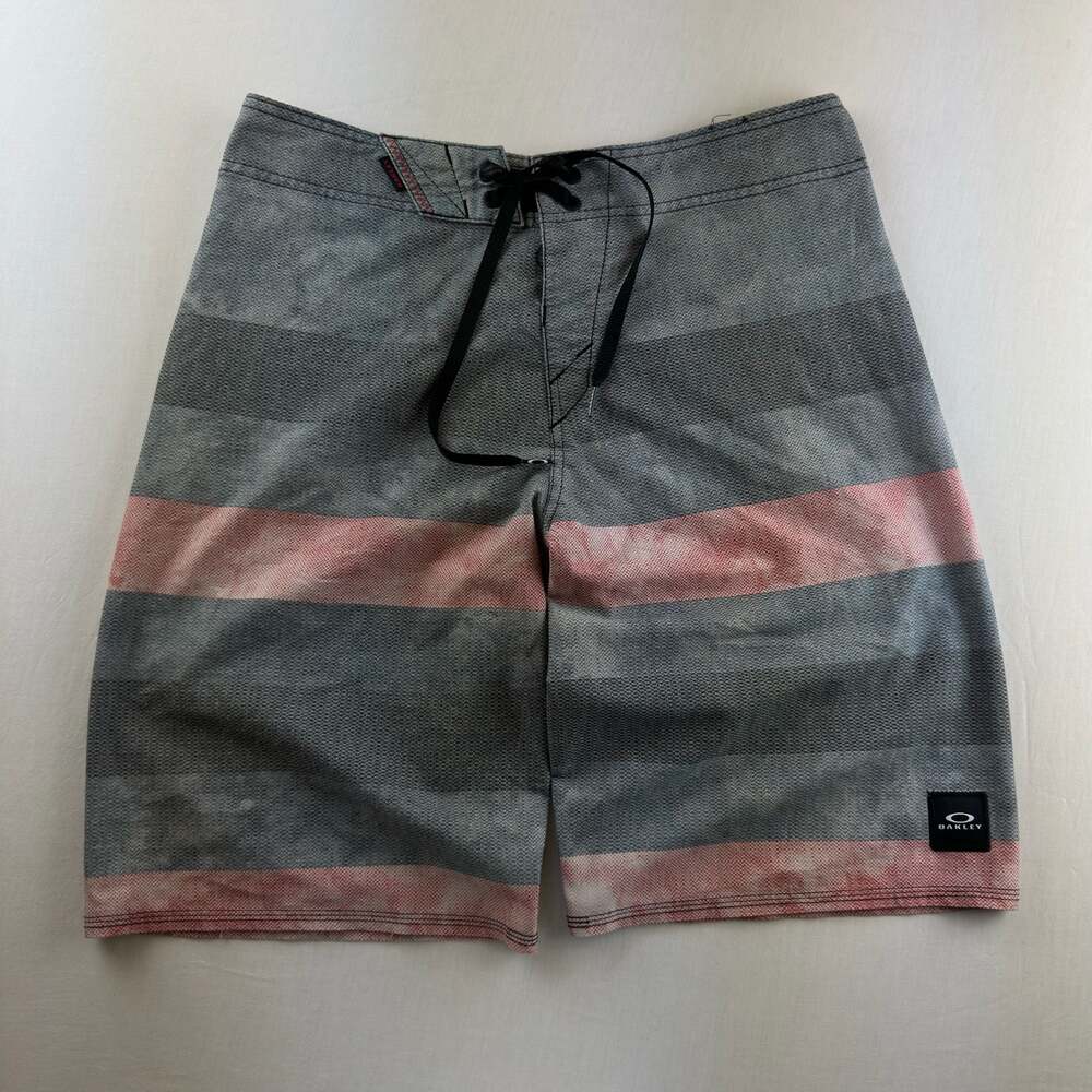 Oakley Men's Striped Board Shorts with Drawstring Waist